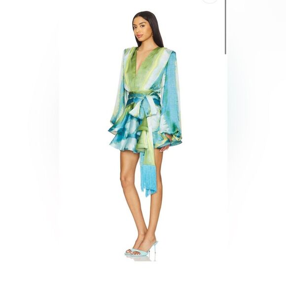 Bronx and Banco Green and Blue Mini Dress - Picture 2 of 16